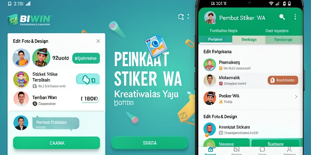 Antarmuka intuitif BIWIN untuk membuat stiker WA yang menarik dan kreatif.