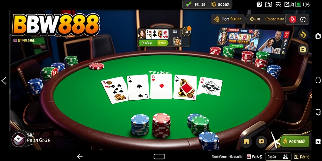Antarmuka utama BW888 menampilkan meja poker yang menarik dan interaktif.