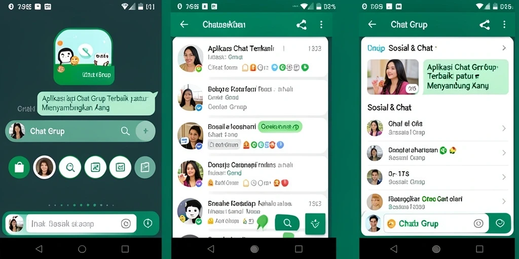Antarmuka aplikasi D06 yang ramah pengguna untuk chat grup.