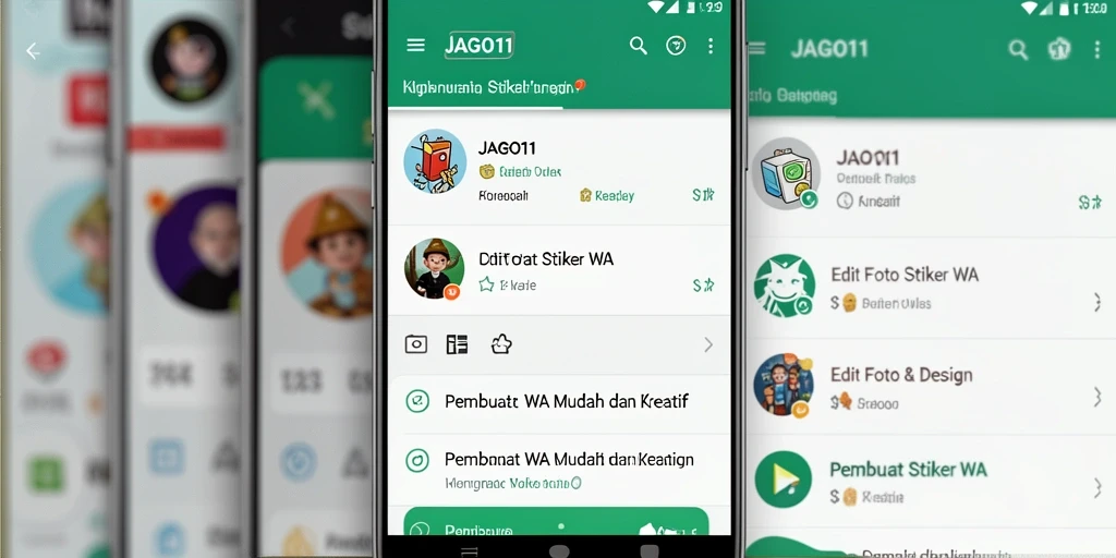 Antarmuka aplikasi JAGO11 yang intuitif untuk membuat stiker WA.