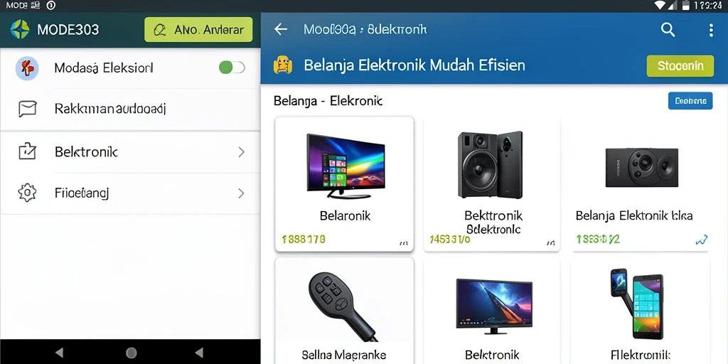 Tampilan antarmuka aplikasi MODE303 yang simpel dan menarik.